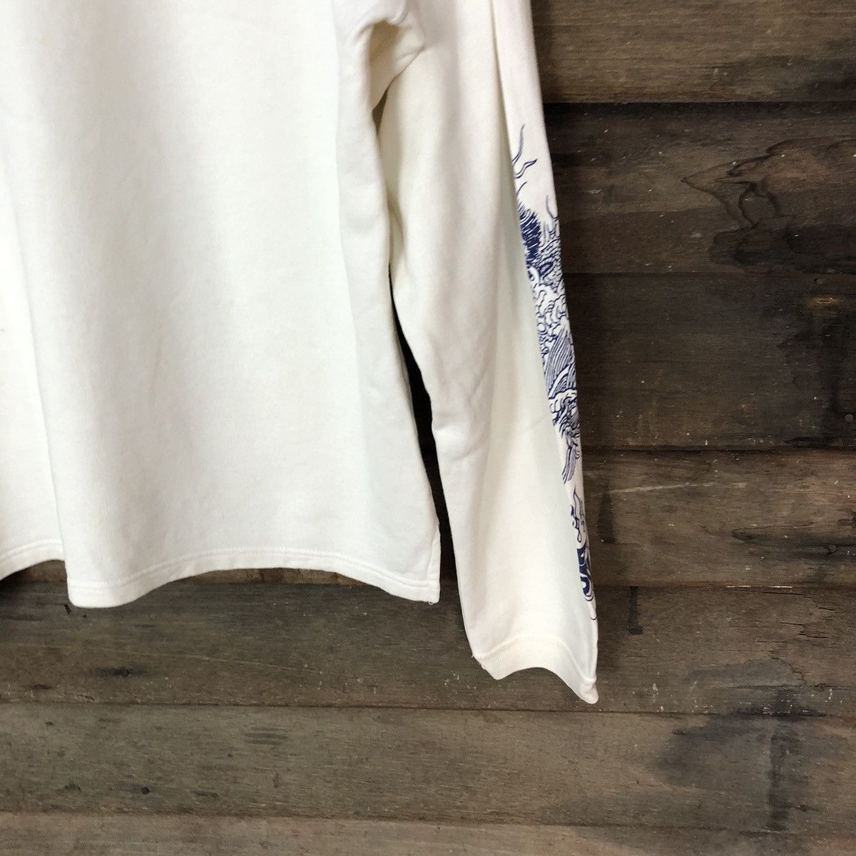 Japanese Brand Japanese Ancient dragon sleeve White Sweatshirt #082B Size US M / EU 48-50 / 2 - 5 Thumbnail