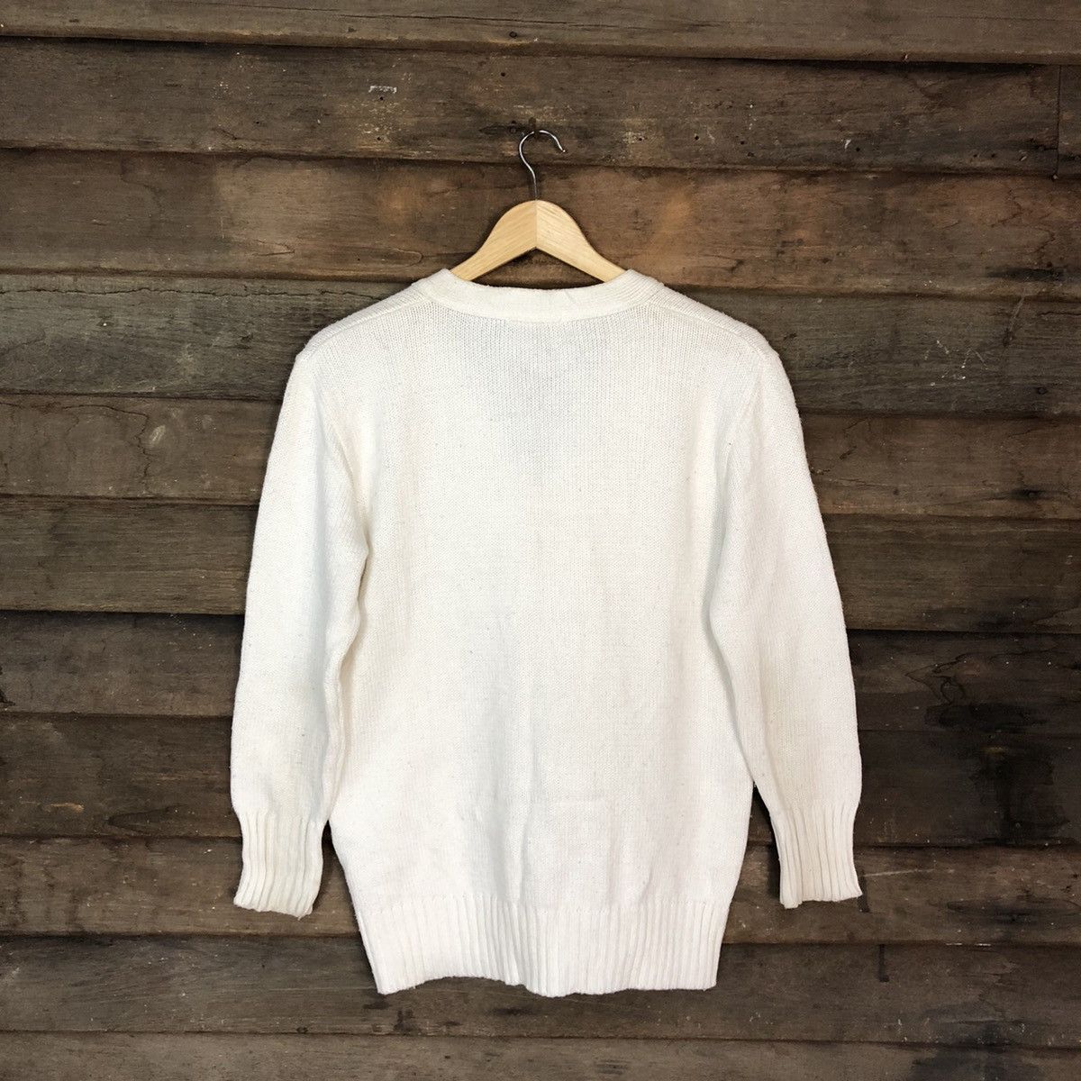 Vintage Rudy White Cardigan knitwear vintage plain #5529 Size US L / EU 52-54 / 3 - 12 Thumbnail