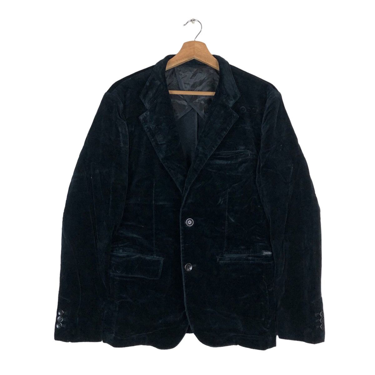 image of Vintage Calvin Klein Flat Button Coat Jacket in Black, Men's (Size Medium)