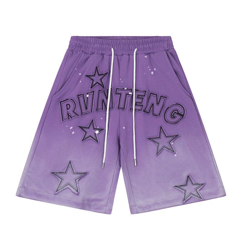 pattern fade distressed shorts