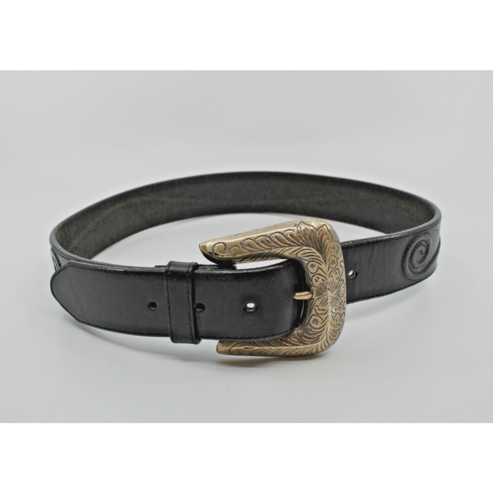 Brighton Womens Belt Black Croc Embossed Leather w Silver Barb Wire Buckle  L 34 Brighton Brighton Belt Black Croc Embossed Leather w Silver  main image 3