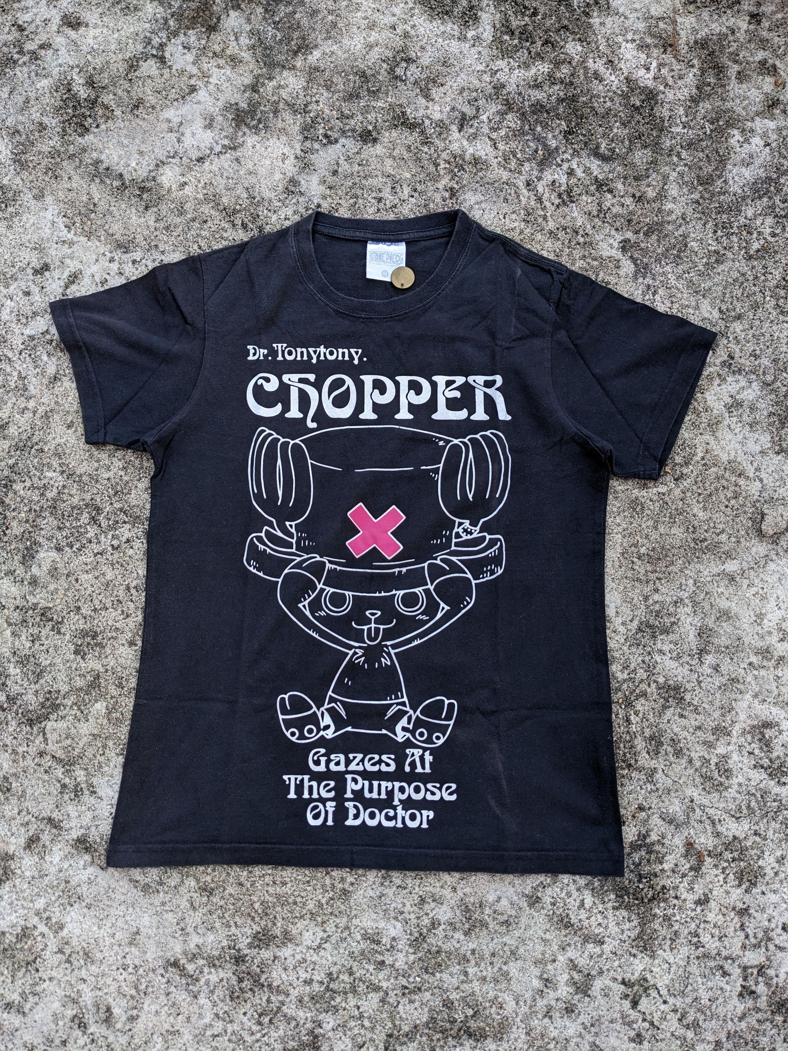 image of Anima x One Piece Tony Chopper One Piece T-Shirt in Black, Men's (Size Small)