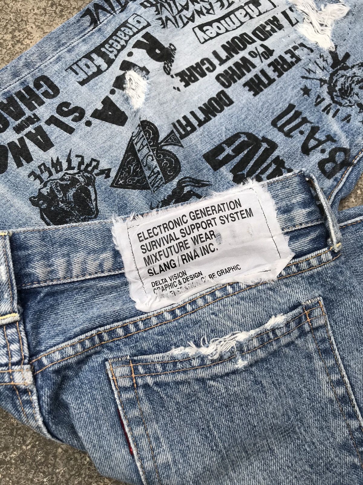 Japanese Brand 💥Vintage 90s RNA Inc. Distressed Denim Punk/Grunge Style Size US 31 - 10 Thumbnail