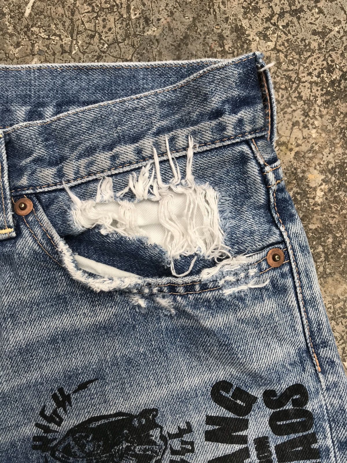 Japanese Brand 💥Vintage 90s RNA Inc. Distressed Denim Punk/Grunge Style Size US 31 - 7 Thumbnail