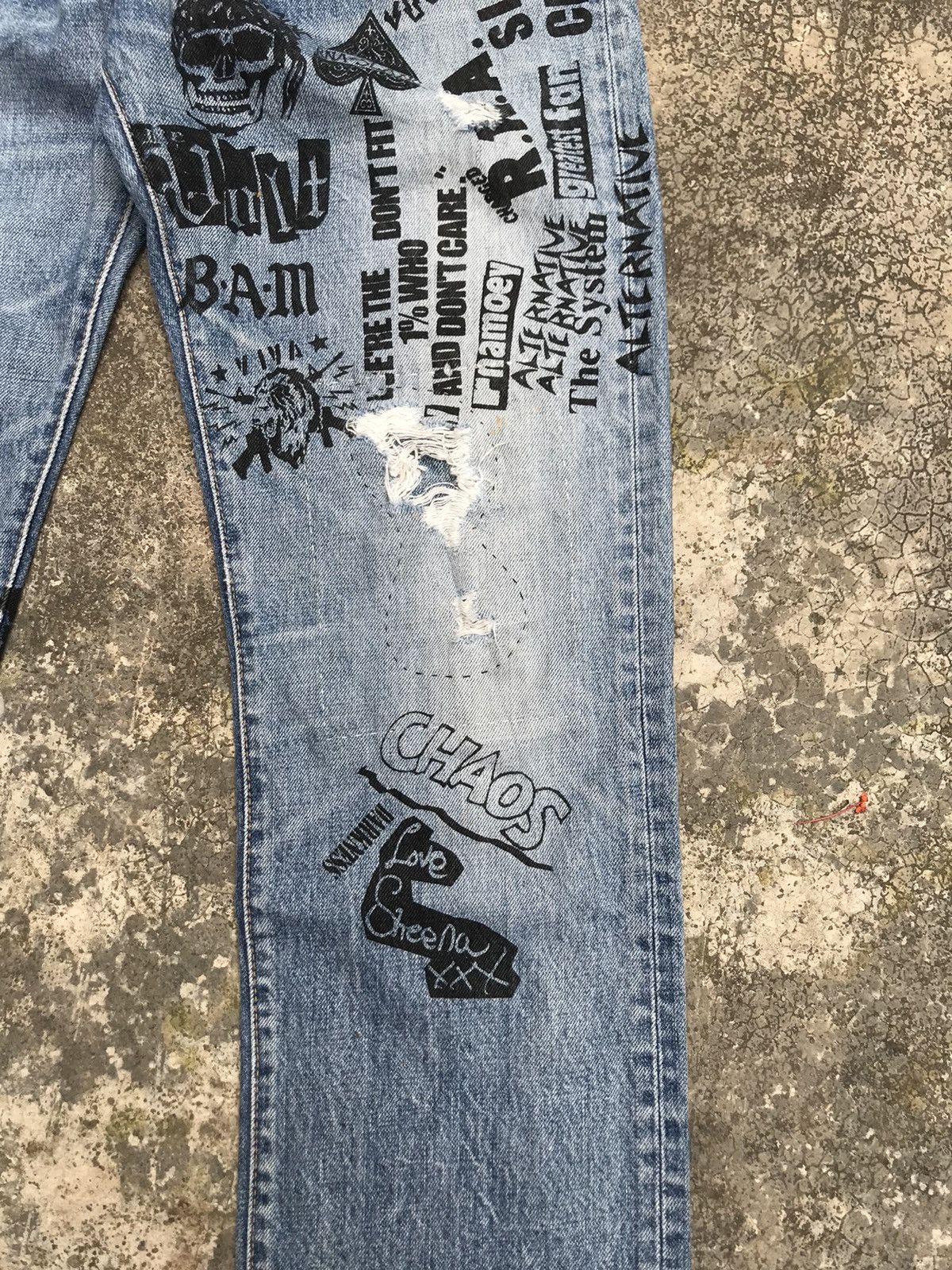 Japanese Brand 💥Vintage 90s RNA Inc. Distressed Denim Punk/Grunge Style Size US 31 - 4 Thumbnail