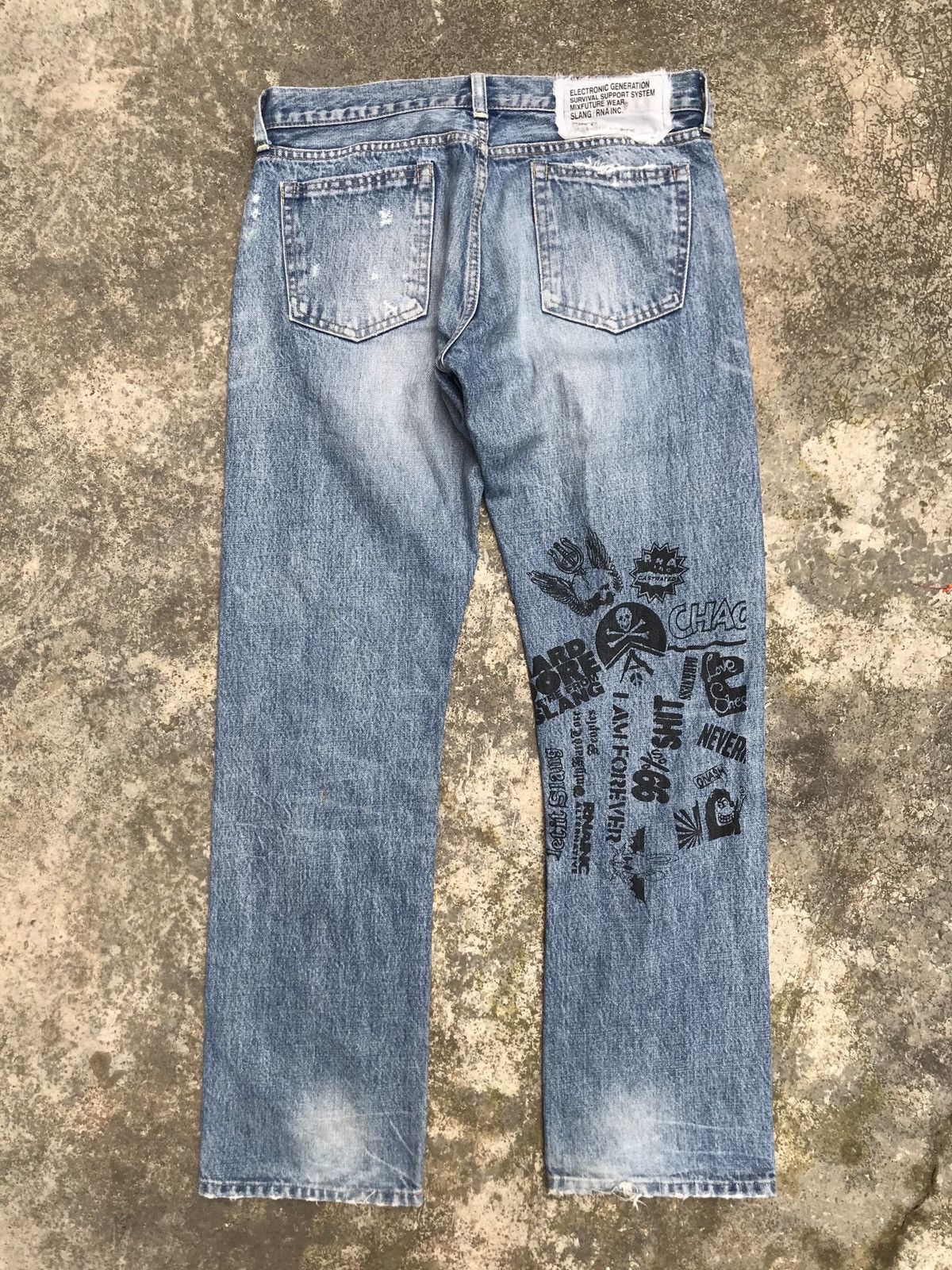 Japanese Brand 💥Vintage 90s RNA Inc. Distressed Denim Punk/Grunge Style Size US 31 - 11 Thumbnail