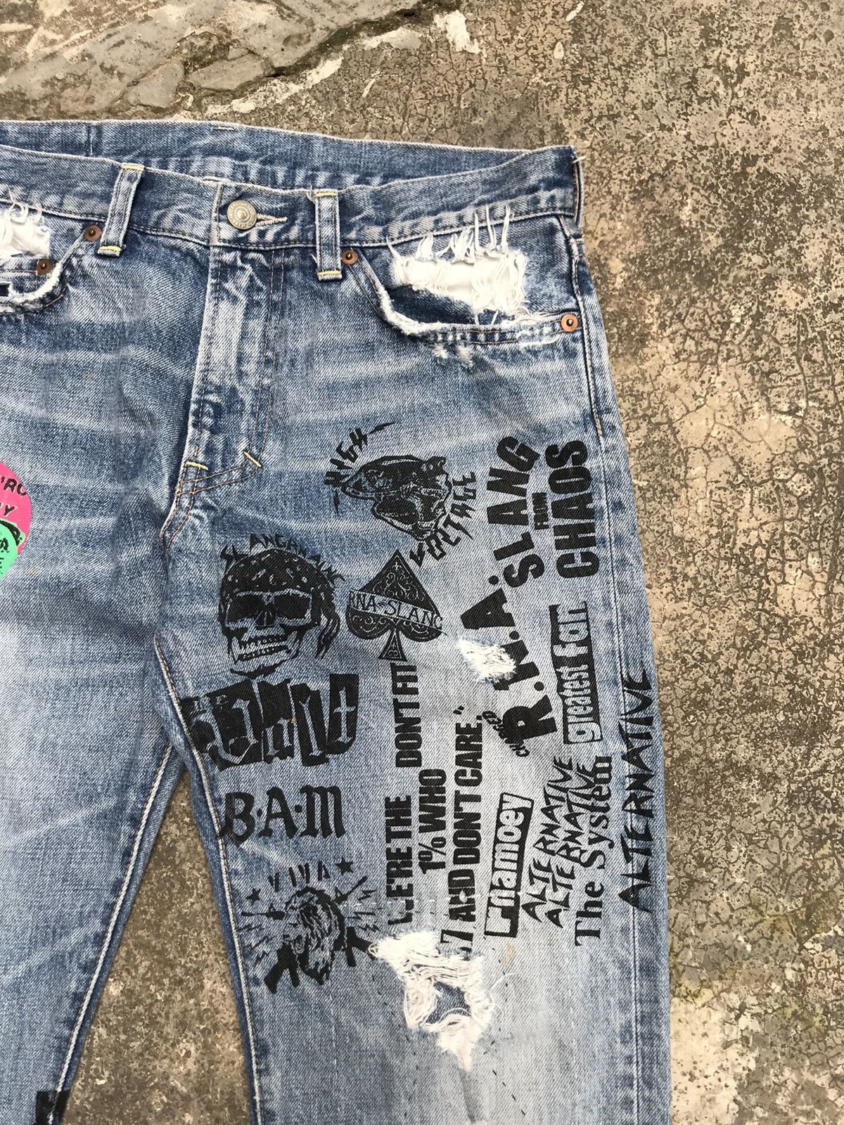 Japanese Brand 💥Vintage 90s RNA Inc. Distressed Denim Punk/Grunge Style Size US 31 - 3 Thumbnail