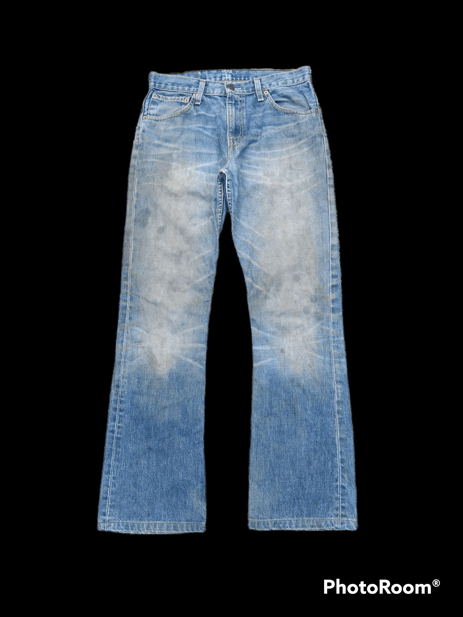 image of Distressed Denim x Levis 507 Bell Bottom ,boocut,flare Distressed Levis Vintage in Blue Distressed 