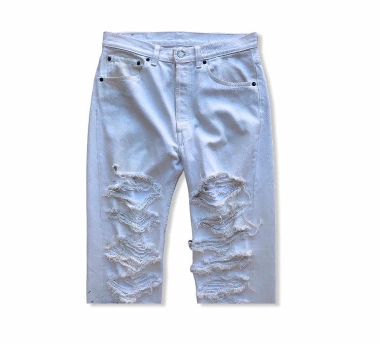 Levi's Vintage Levi’s 501xxx Distressed White Denim Pant Size US 31 - 2 Thumbnail