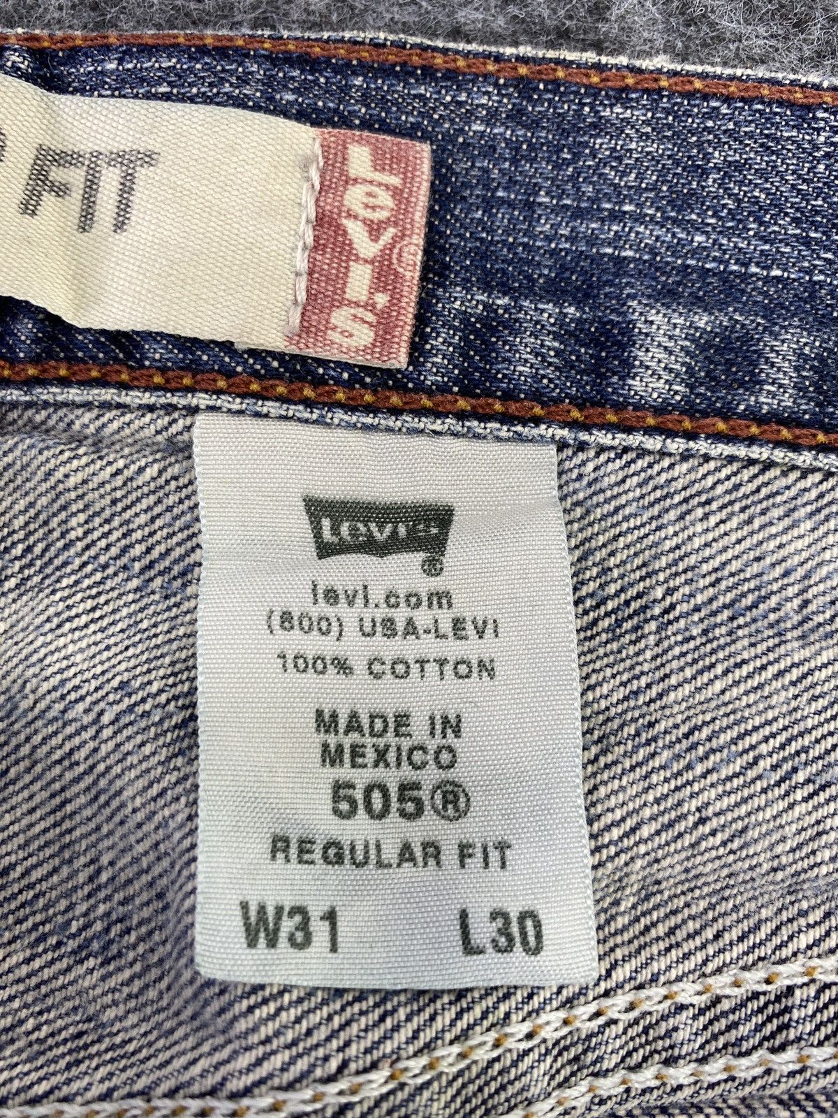 Jean × Levi's × Vintage Vintage Levis 505 Rusty Blue Wash Patchwork Jeans - J025 Size US 31 - 6 Thumbnail