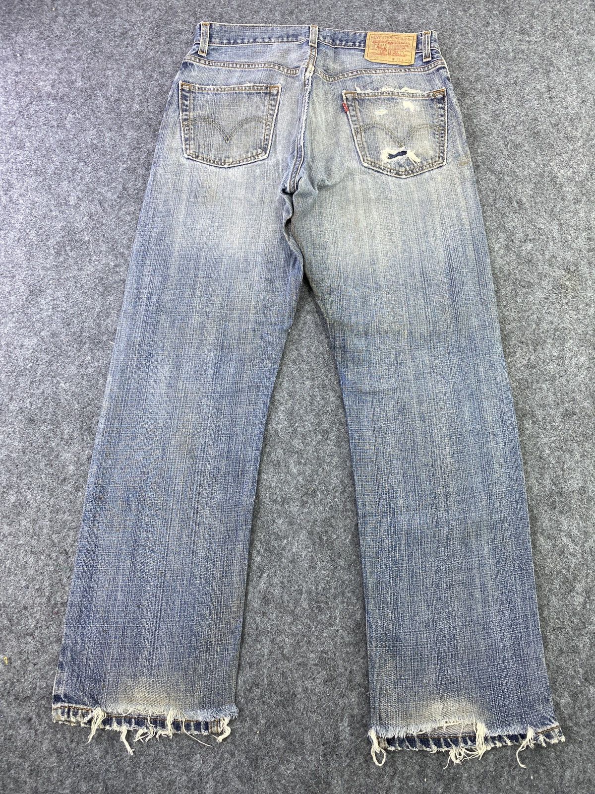 Jean × Levi's × Vintage Vintage Levis 505 Rusty Blue Wash Patchwork Jeans - J025 Size US 31 - 4 Thumbnail