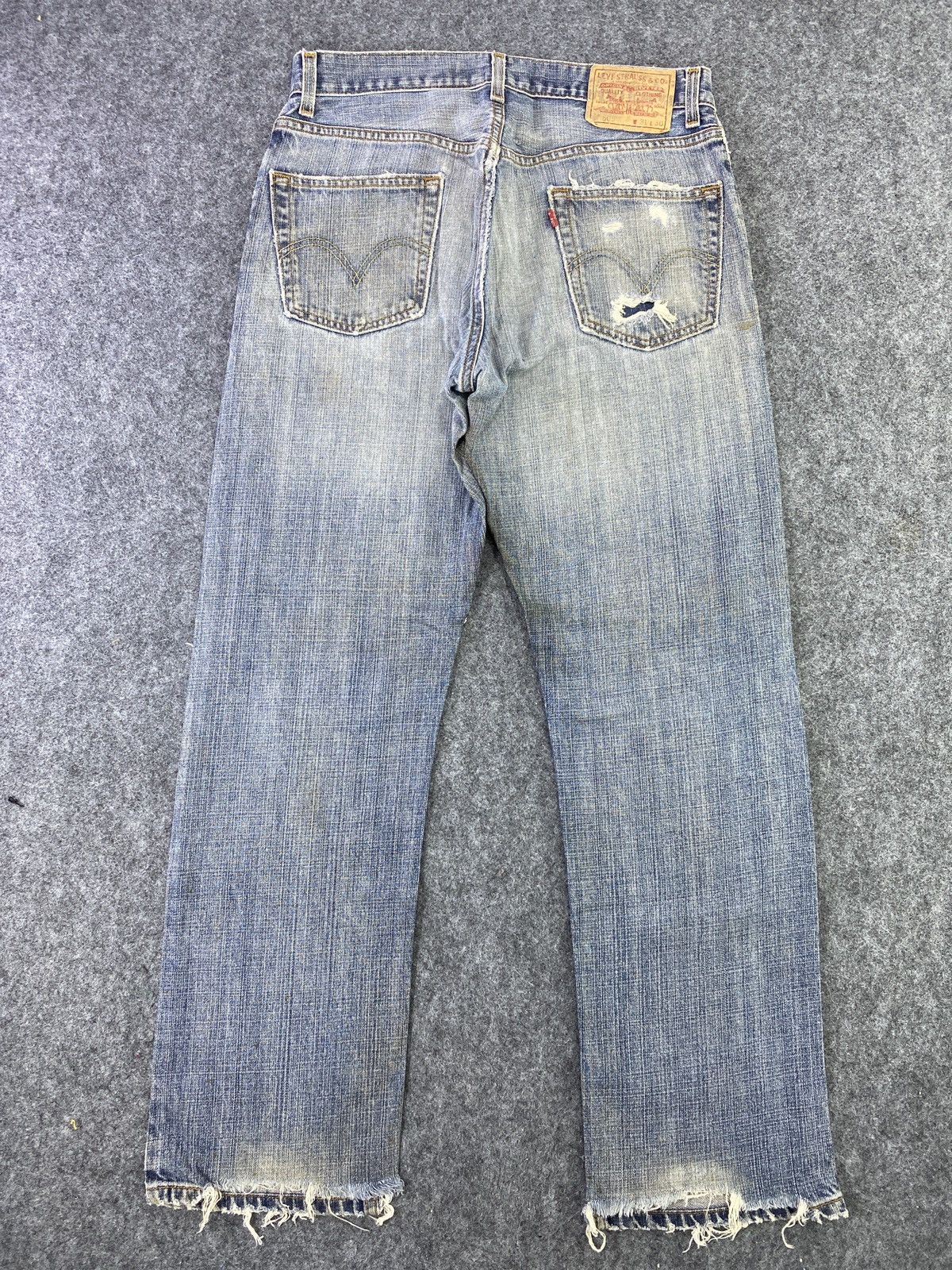Jean × Levi's × Vintage Vintage Levis 505 Rusty Blue Wash Patchwork Jeans - J025 Size US 31 - 3 Thumbnail