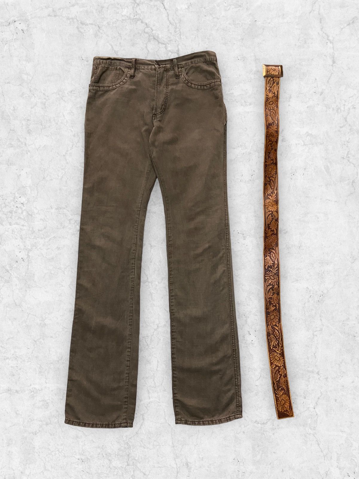 CABANE de ZUCCa × Issey Miyake Zucca Issey Miyake Zipper Back Pants Emboss Leather Belt Size US 32 / EU 48 - 3 Thumbnail