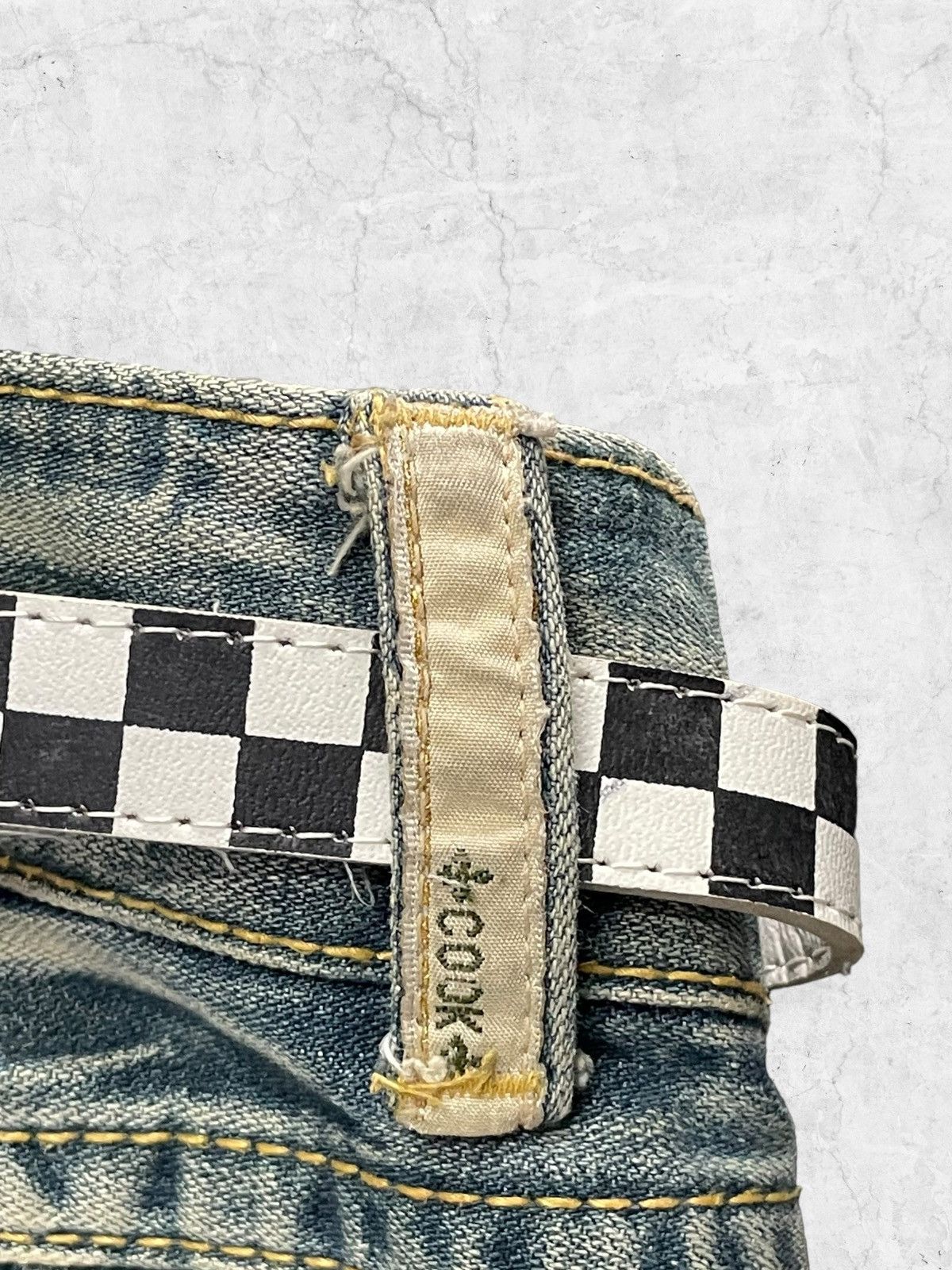 Designer × If Six Was Nine × Le Grande Bleu (L.G.B.) Cook Japan Fleur Storm Flared With Checker Belt Pants Size US 28 / EU 44 - 9 Thumbnail