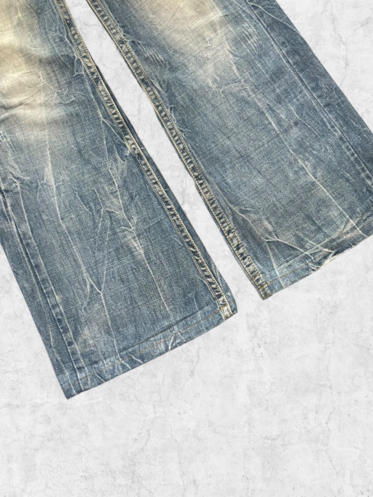 Designer × If Six Was Nine × Le Grande Bleu (L.G.B.) Cook Japan Fleur Storm Flared With Checker Belt Pants Size US 28 / EU 44 - 10 Thumbnail