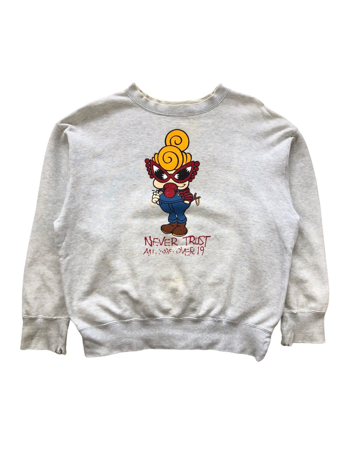 Hysteric Glamour 1990s Hysteric Glamour Thrashed Boxy Crop Sweatshirt Size US S / EU 44-46 / 1 - 5 Thumbnail