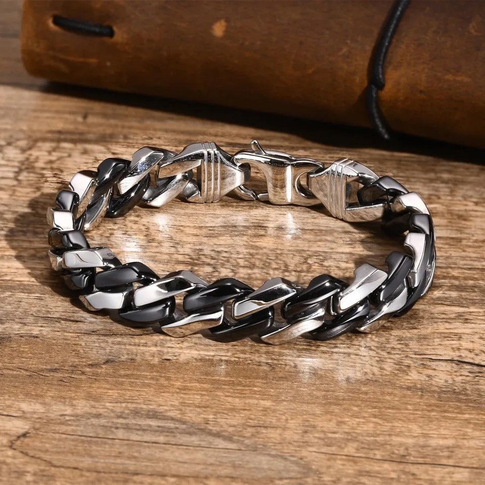 Jewelry 12MM Ceramics Cuban Chain Bracelets Size ONE SIZE - 3 Thumbnail