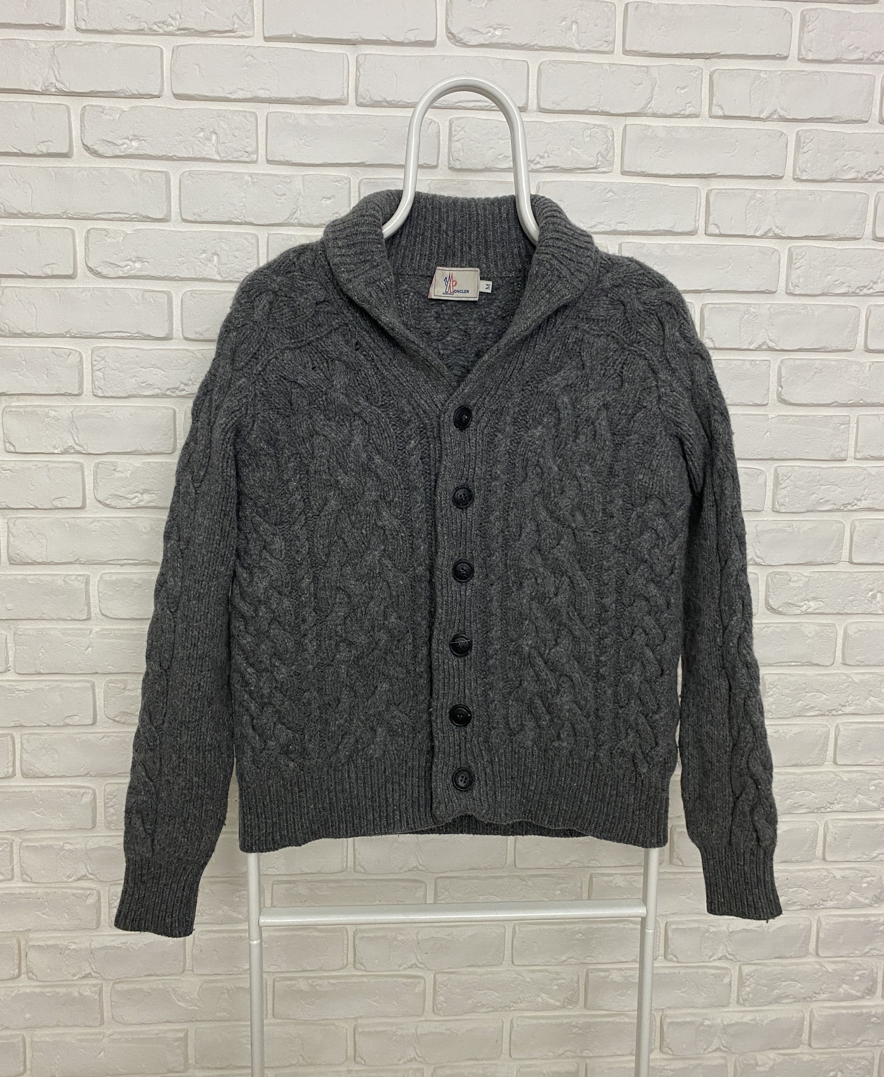 image of Moncler Maglione Tricot Cardigan Wool Sweater Gray Size M in Grey, Women's