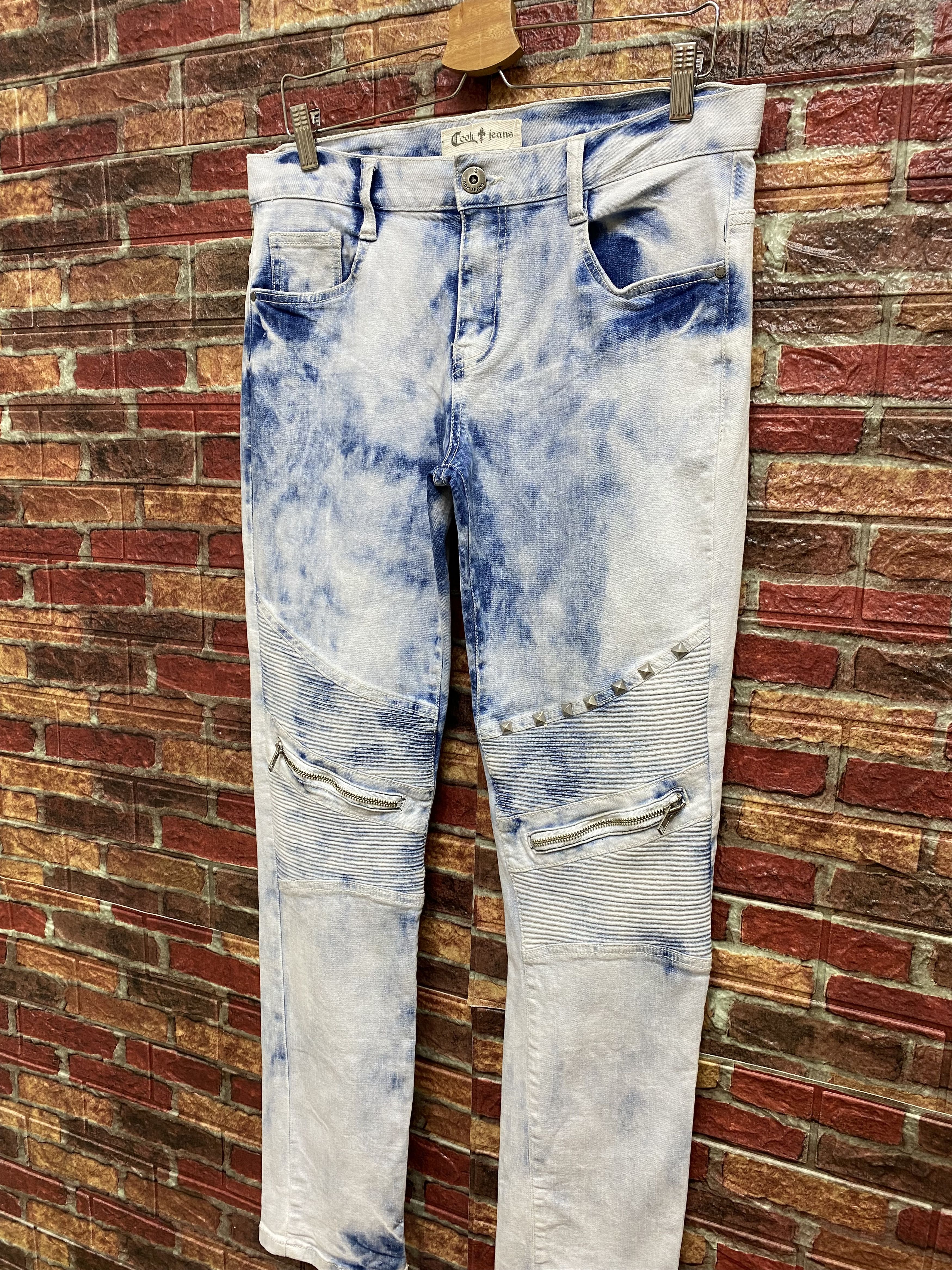 Japanese Brand Japanese bikers jean Cook brand spike rivet skinny Size US 29 - 3 Thumbnail