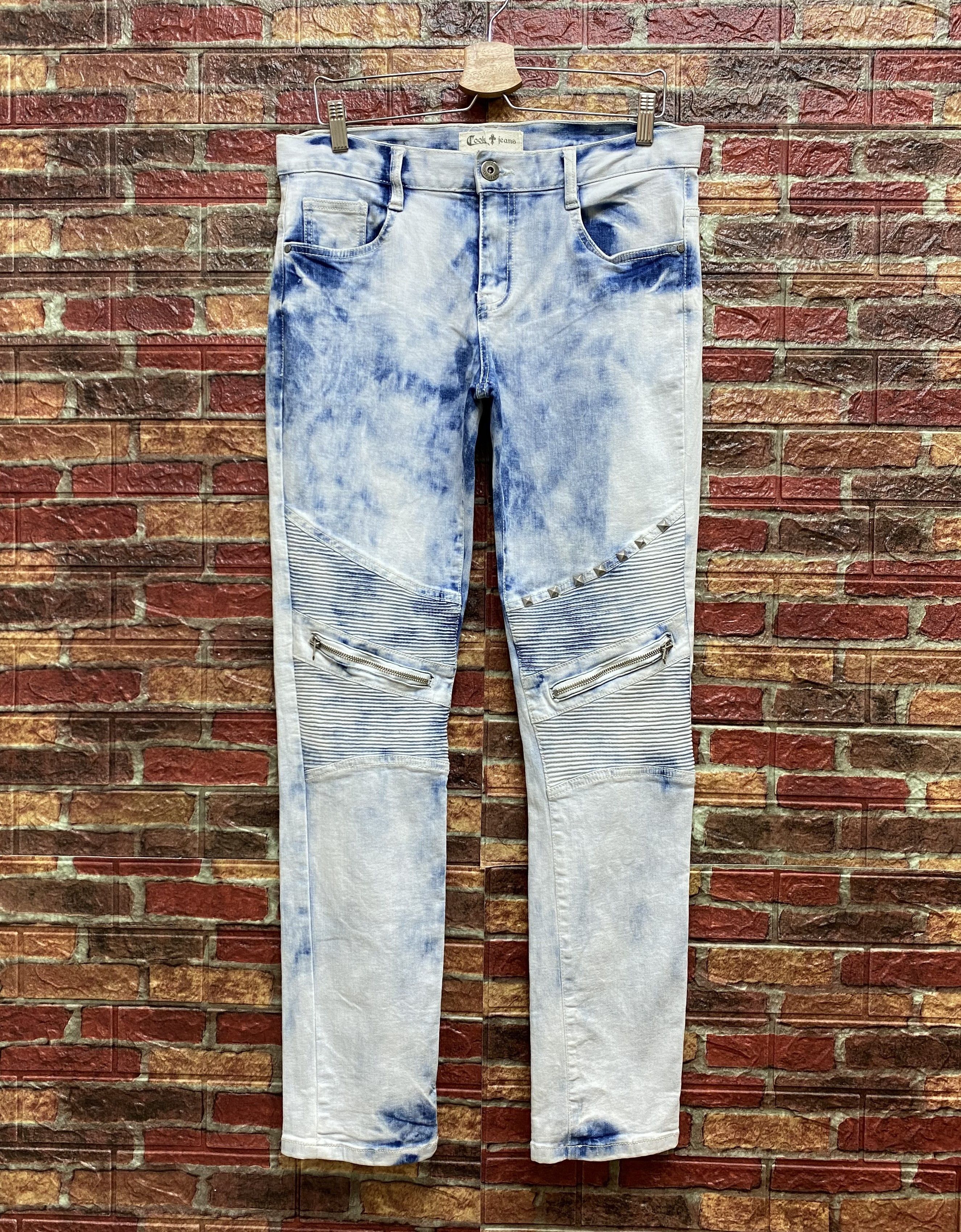 Japanese Brand Japanese bikers jean Cook brand spike rivet skinny Size US 29 - 1 Thumbnail