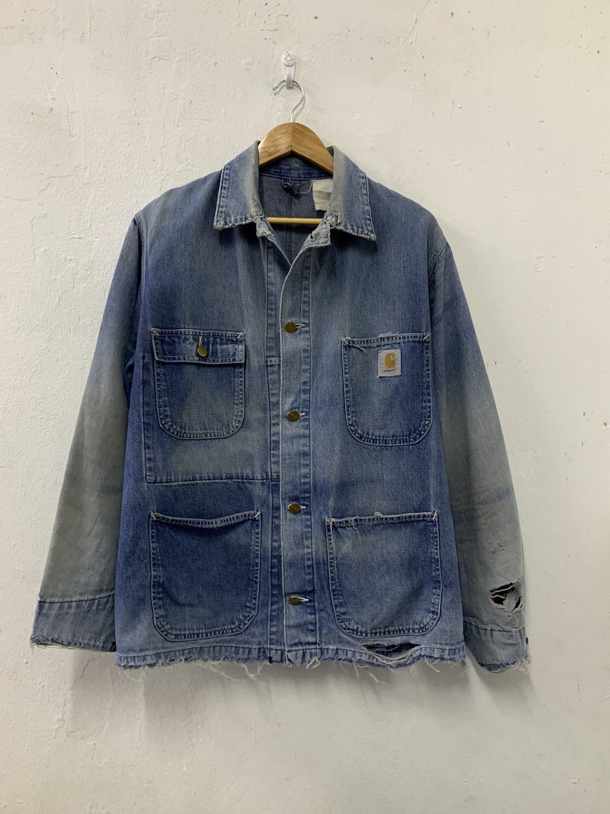 Carhartt Vintage Carhartt Thrashed Chore Denim 90s Size US M / EU 48-50 / 2 - 1 Thumbnail