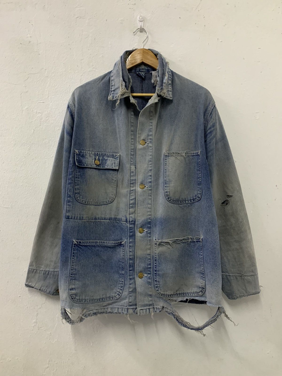 Carhartt Vintage Carhartt Thrashed Chore Denim 90s Size US L / EU 52-54 / 3 - 1 Thumbnail