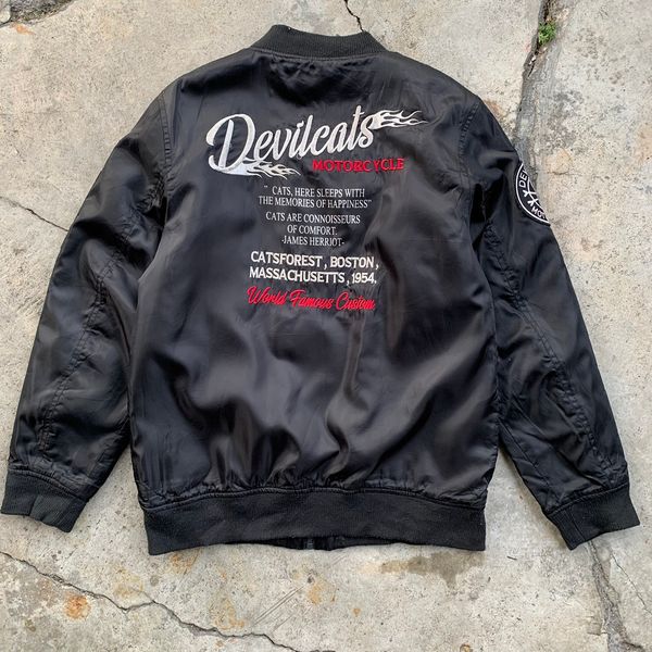 Japanese Brand Devil Cats Motorcycle black bomber jacket | Grailed