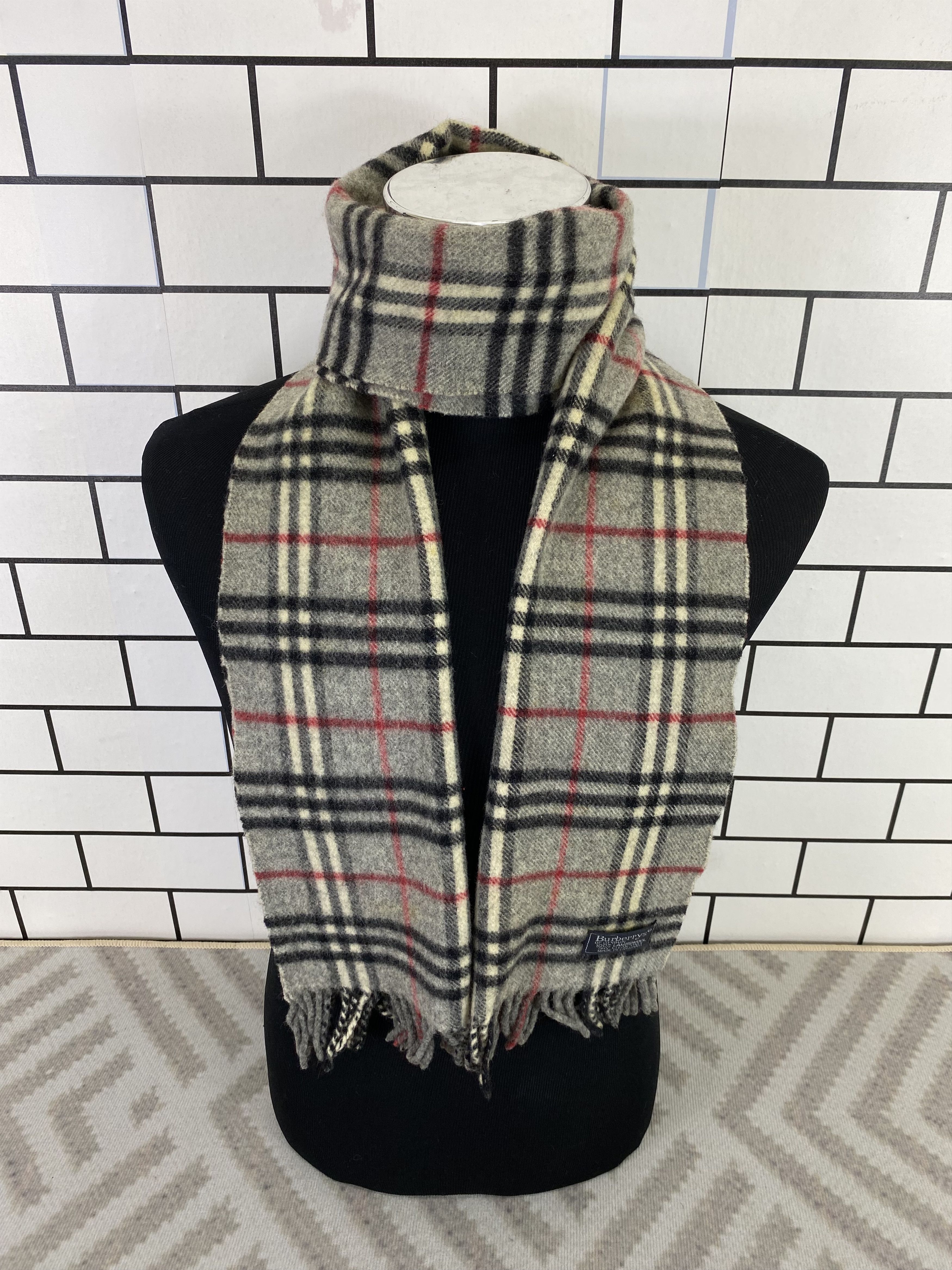 Vintage Burberry Wool Scarf / Muffler / Neckwear