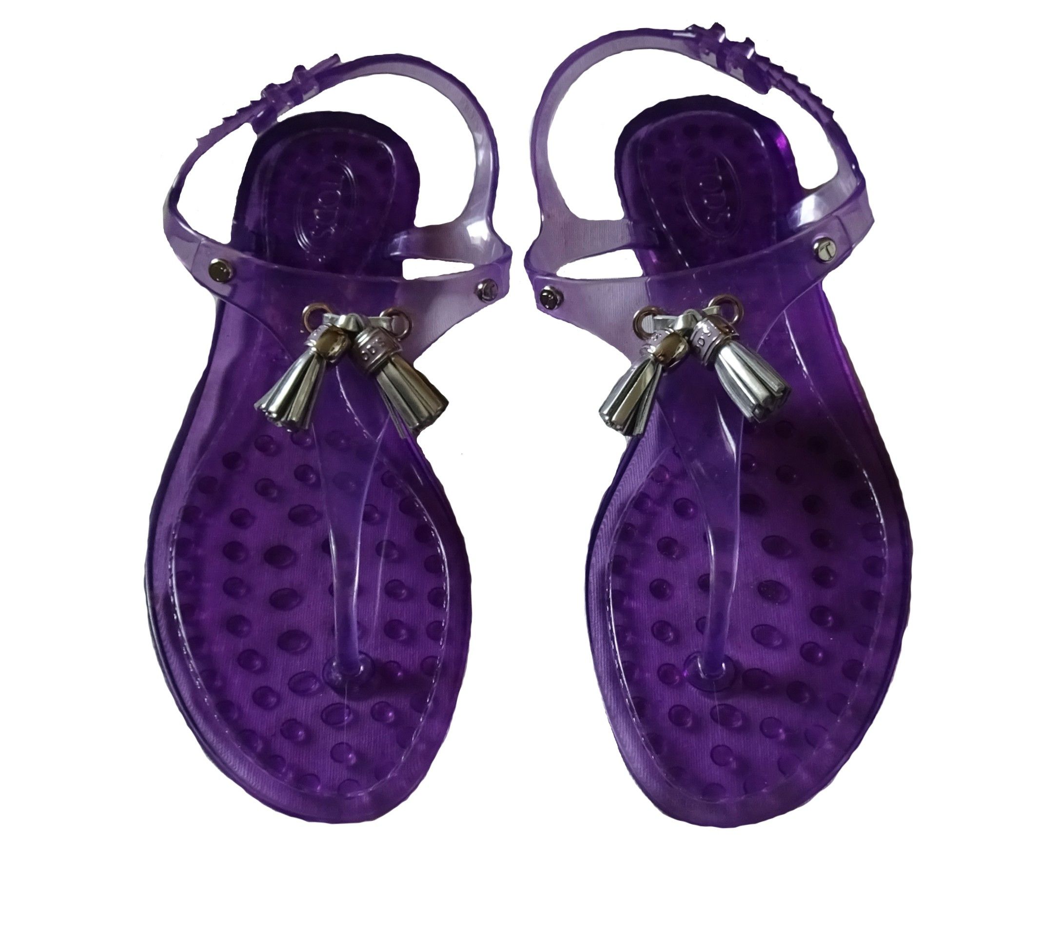TOD'S SLINGBACK JELLY TASSEL SANDALS