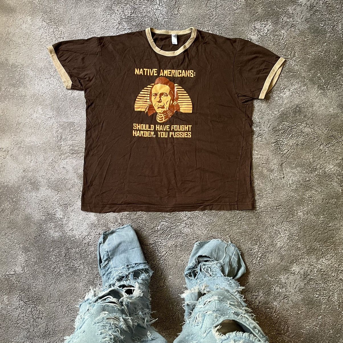 Vintage Vintage Y2K Faded Black Graphic Tee Native Americans Logo XL Size US XL / EU 56 / 4 - 1 Thumbnail