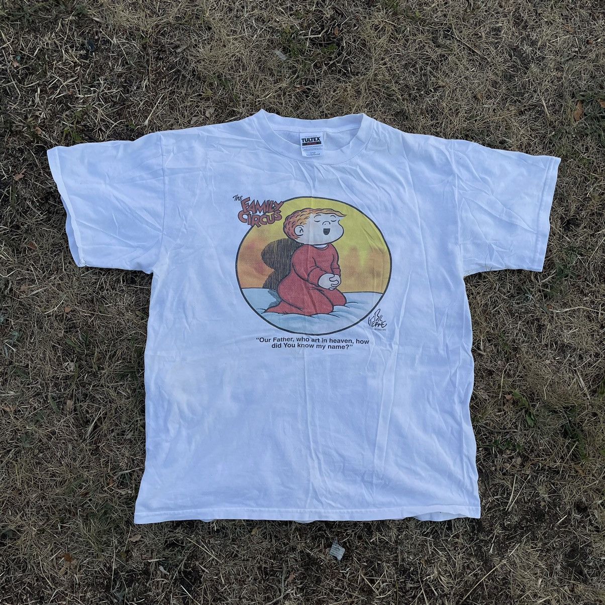 image of Vintage 90's Adult “ Family Circus “ Humor Tee Streetwear in White, Men's (Size Medium)