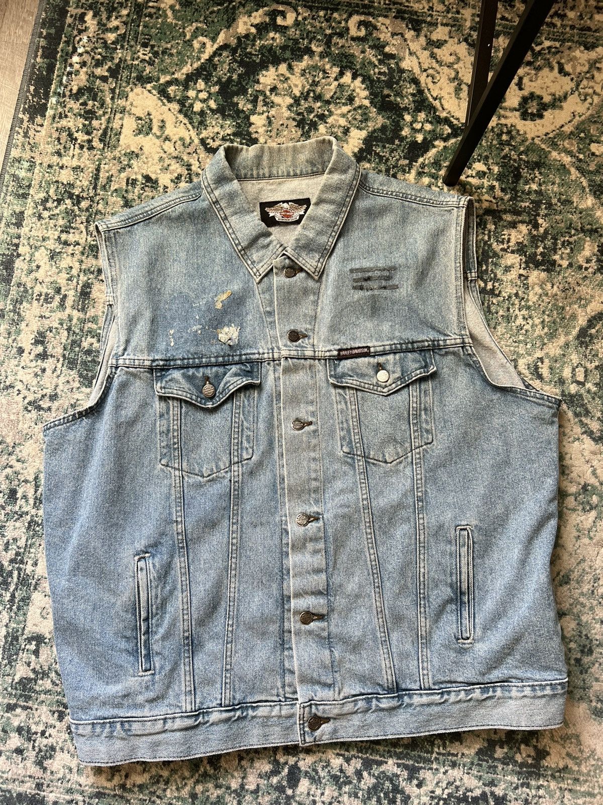 Harley Davidson Vintage 90s Harley Davidson denim vest Size US XL / EU 56 / 4 - 2 Thumbnail