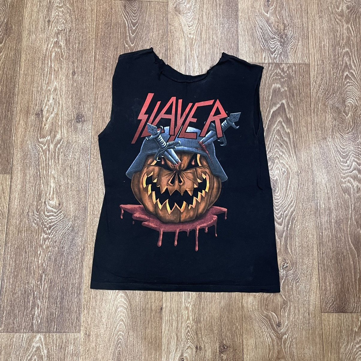 Vintage Vintage 90s Slayer Graphic Band Tee Sleeveless Grunge Boxy S Size US S / EU 44-46 / 1 - 1 Thumbnail