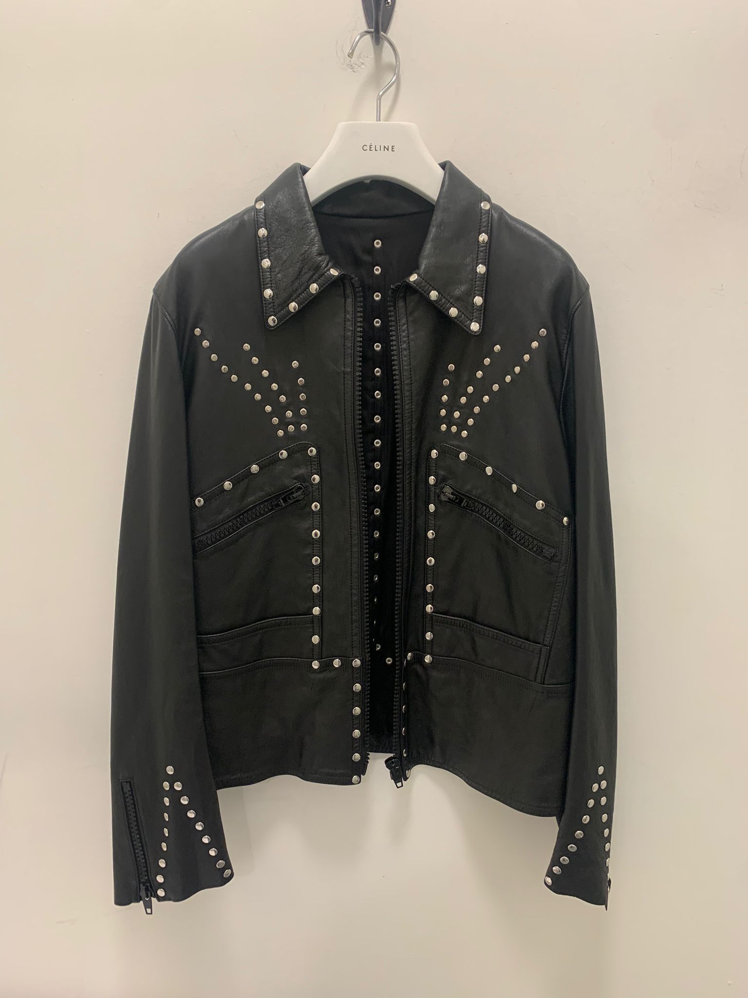 image of Celine Blouson Droit 70's Studs In Black, Men's (Size Medium)