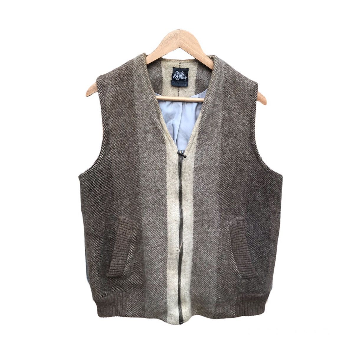 image of Cashmere Wool x Vintage Rusk&finch Mohair Wool Multitone Vest Jacket in Brown, Men's (Size Large)