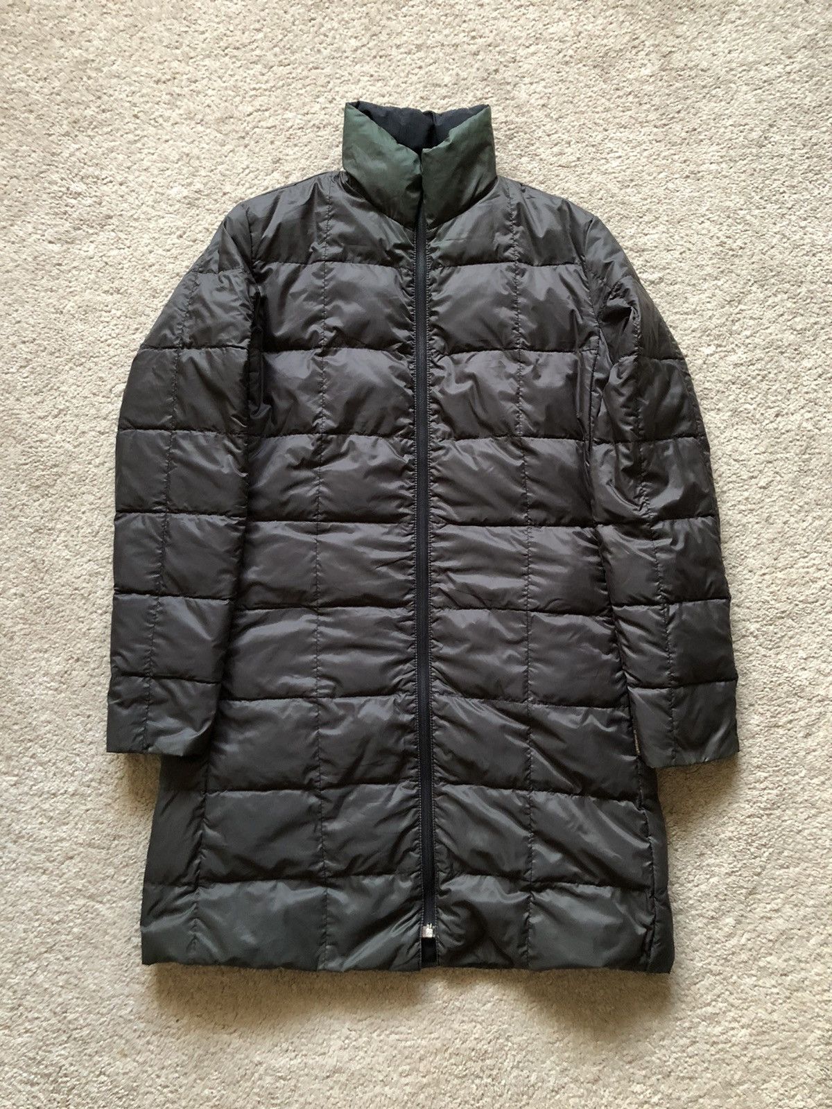 image of 1990S Moncler Reversible Quilted Down Jacket in Olive/Black, Men's (Size Small)