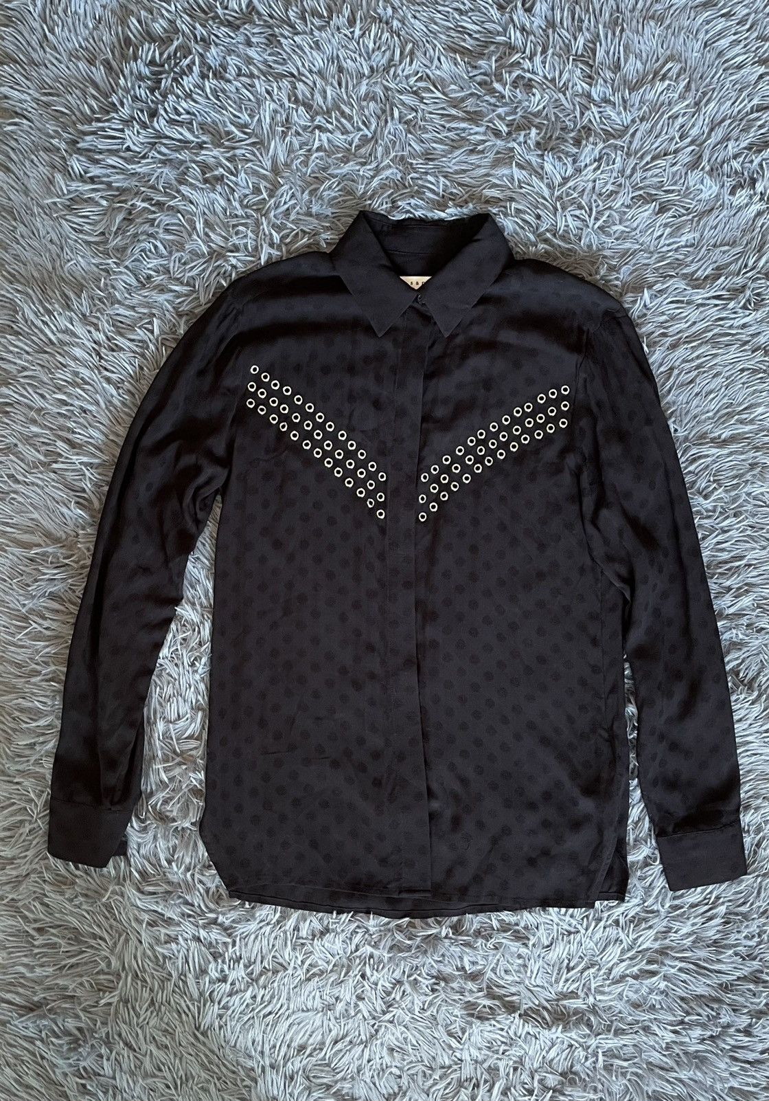 Sandro Sandro avant garde mesh Polka dot blouse shirt Size L / US 10 / IT 46 - 1 Thumbnail