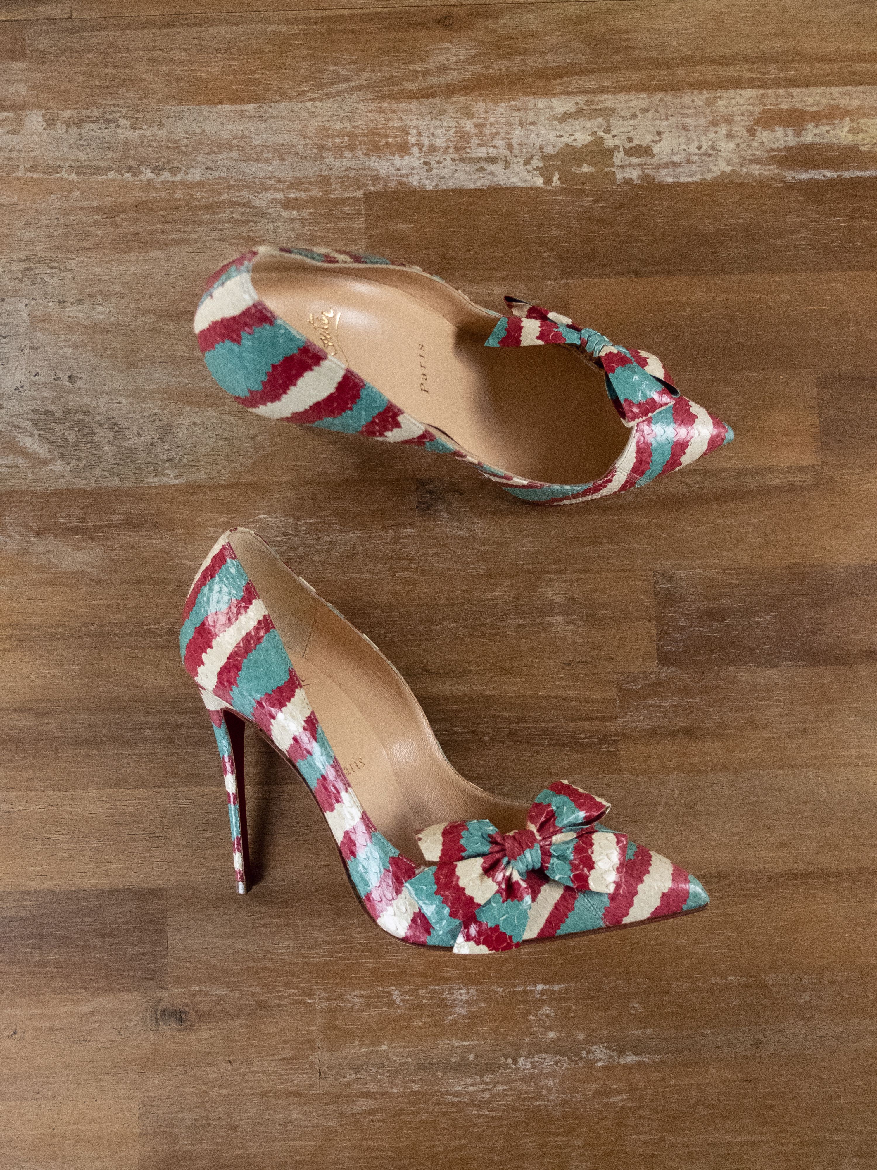Christian Louboutin CHRISTIAN LOUBOUTIN Madame Menodo python snake pumps 7 37 Size US 7 / IT 37 - 1 Thumbnail