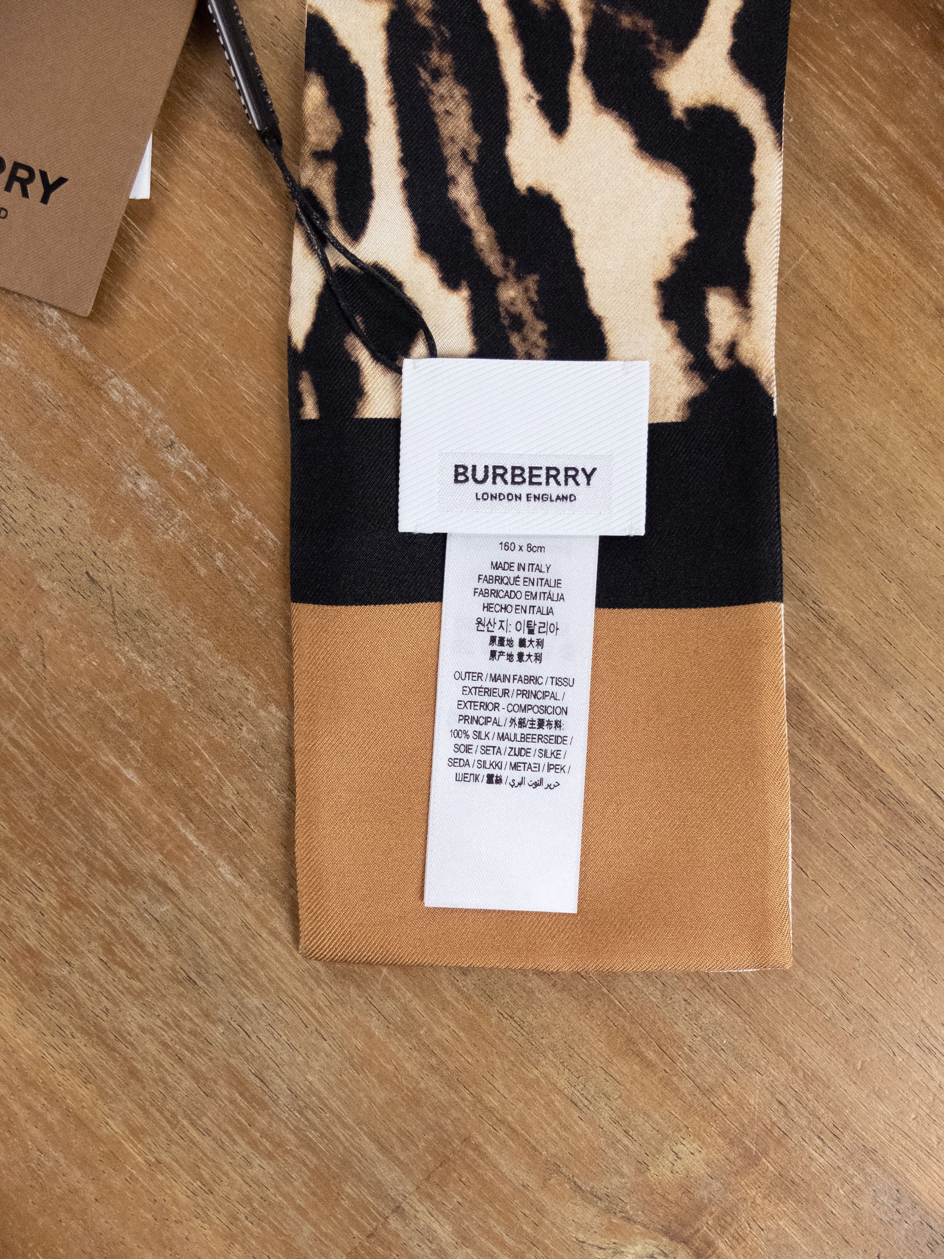 Burberry BURBERRY leopard animal print twill silk long ribbon scarf q Size ONE SIZE - 2 Thumbnail