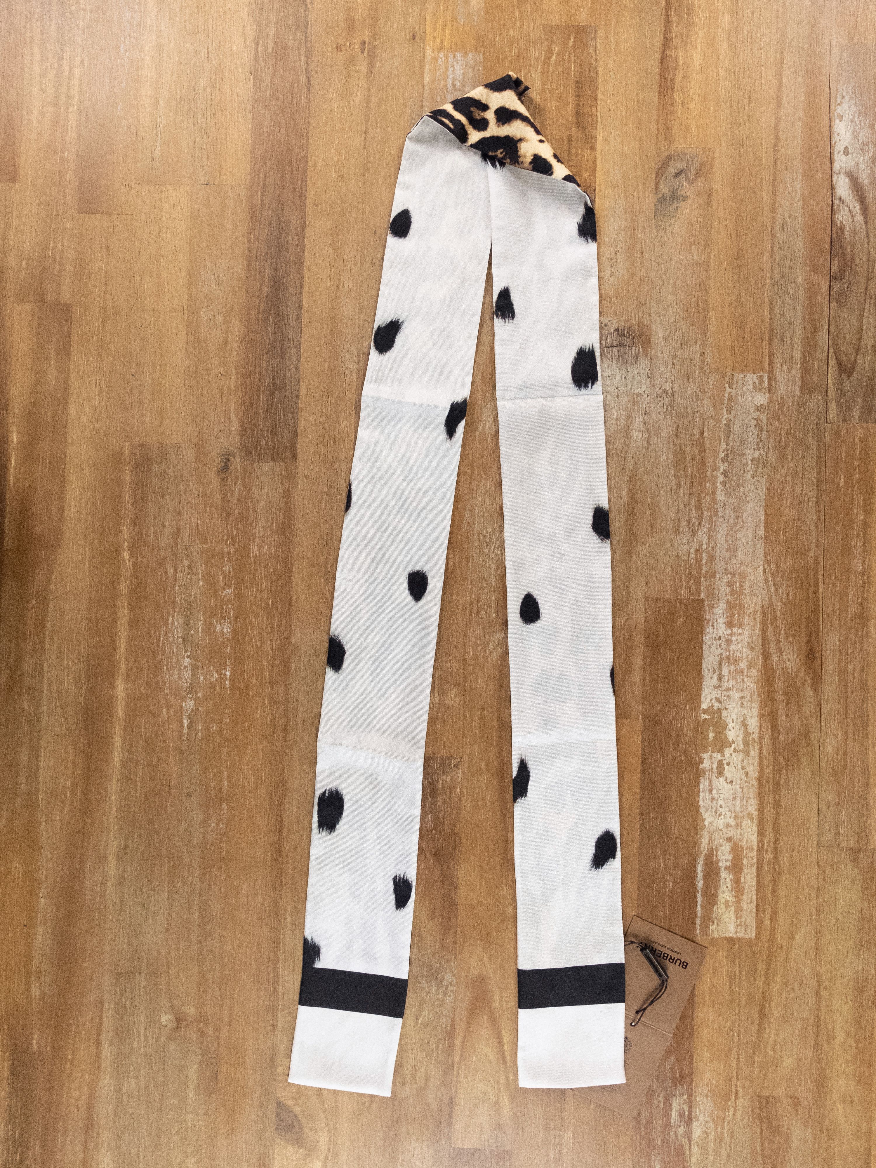 Burberry BURBERRY leopard animal print twill silk long ribbon scarf q Size ONE SIZE - 5 Thumbnail