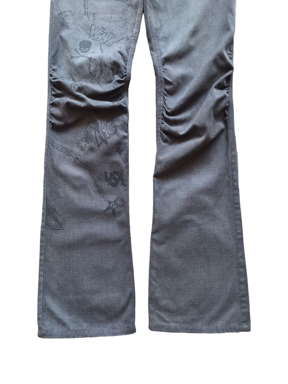 Japanese Brand KATAYONE ADELI Art Printed Fern Green Bootcut Jeans Size US 29 - 2 Thumbnail