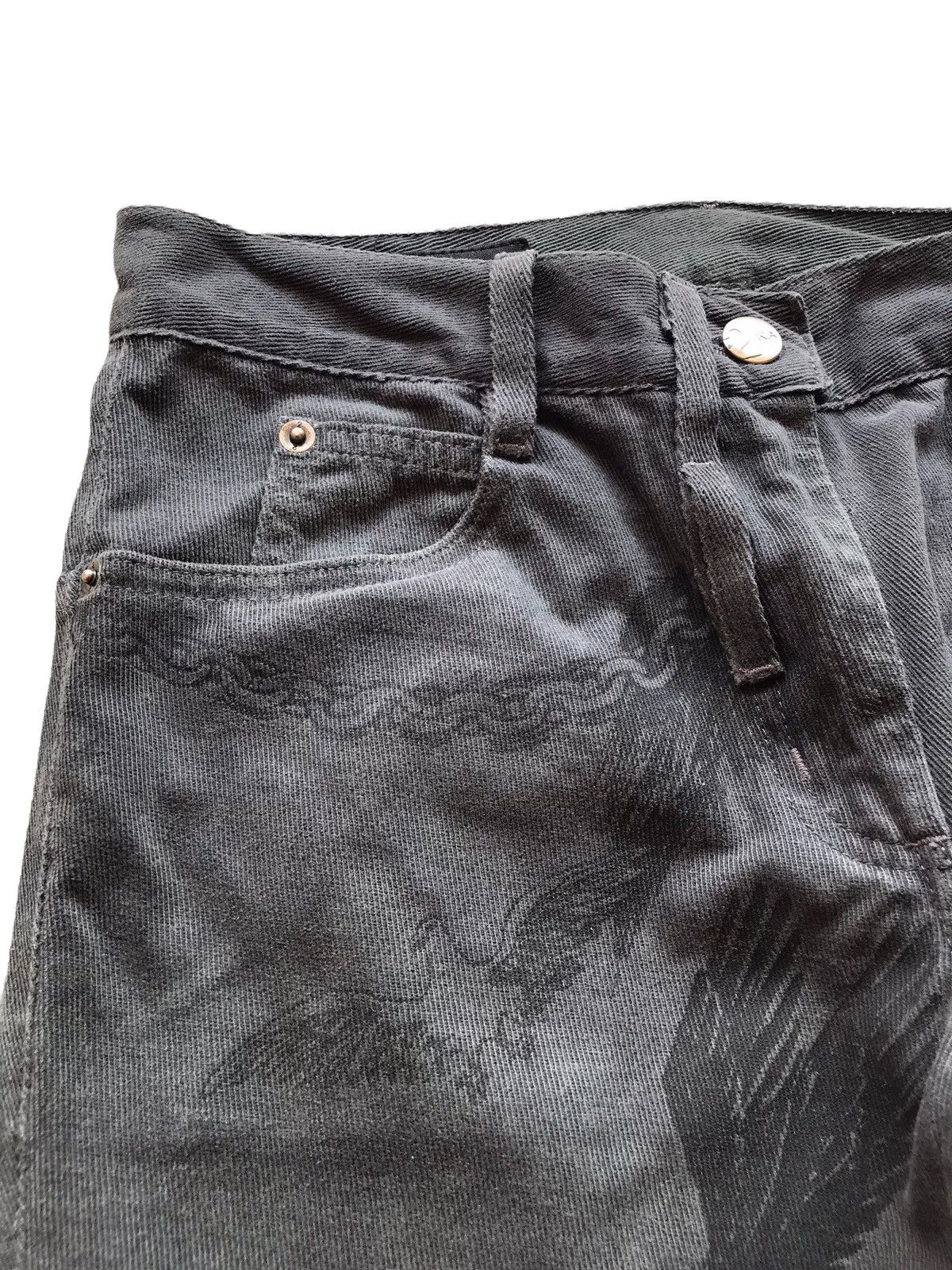 Japanese Brand KATAYONE ADELI Art Printed Fern Green Bootcut Jeans Size US 29 - 4 Thumbnail