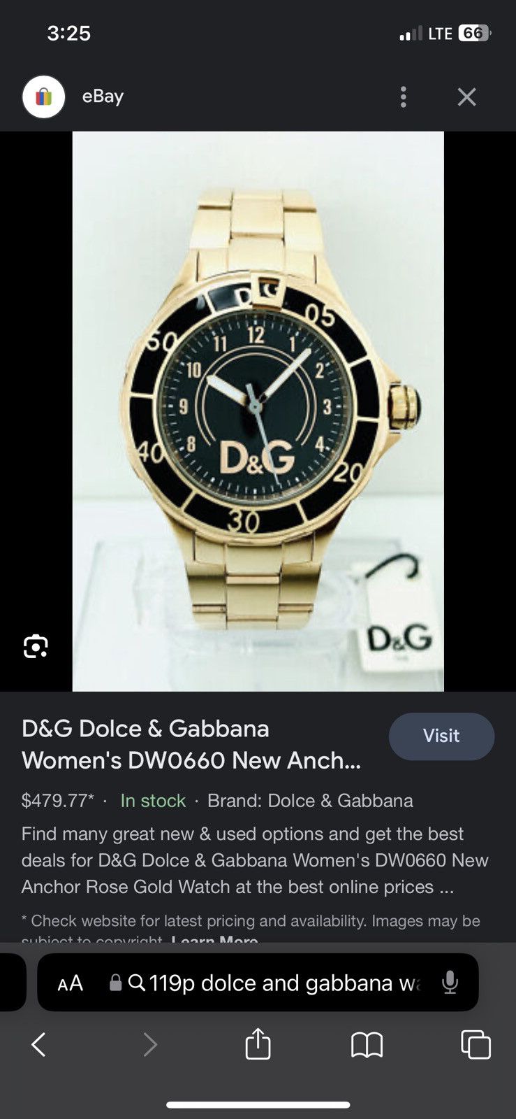 Dolce & Gabbana Women’s Dolce & Gabbana Gold/Black Watch DW0660 Size ONE SIZE - 5 Thumbnail