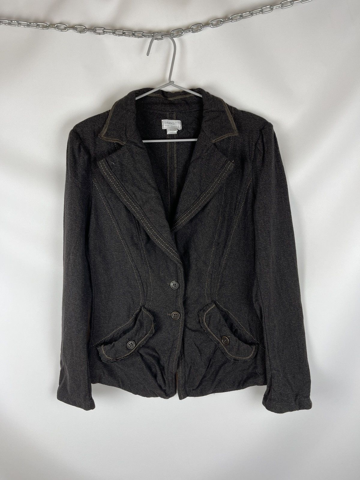 Transit Par-Such 100 grey wool blazer jacket size 3