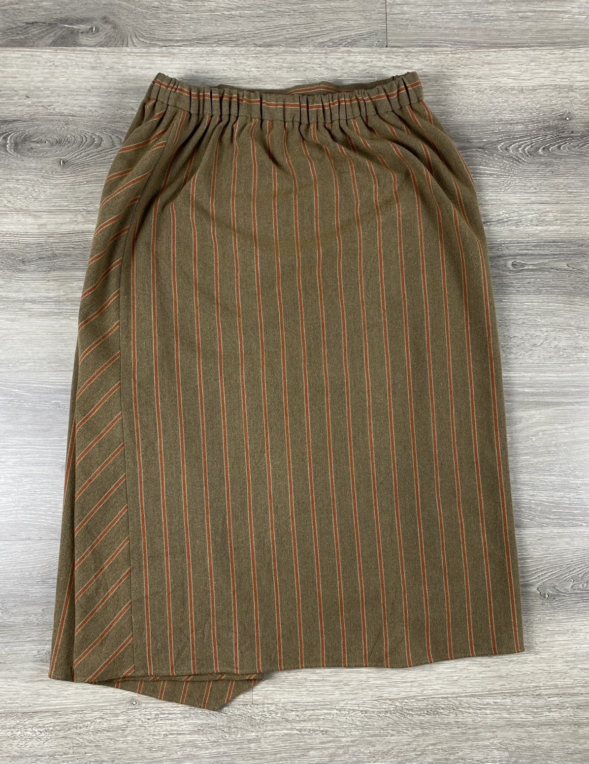 ABAHOUSE Abahouse Devinette Overstriped Beige Midi Skirts Size 29" - 3 Thumbnail