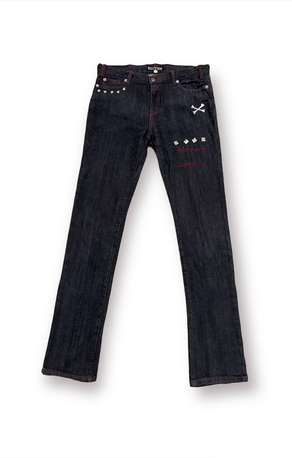 If Six Was Nine × Le Grande Bleu (L.G.B.) × Seditionaries Hell Cat Punks Not Dead Original Not Dead Unisex Slim Jeans Size 31" - 2 Thumbnail
