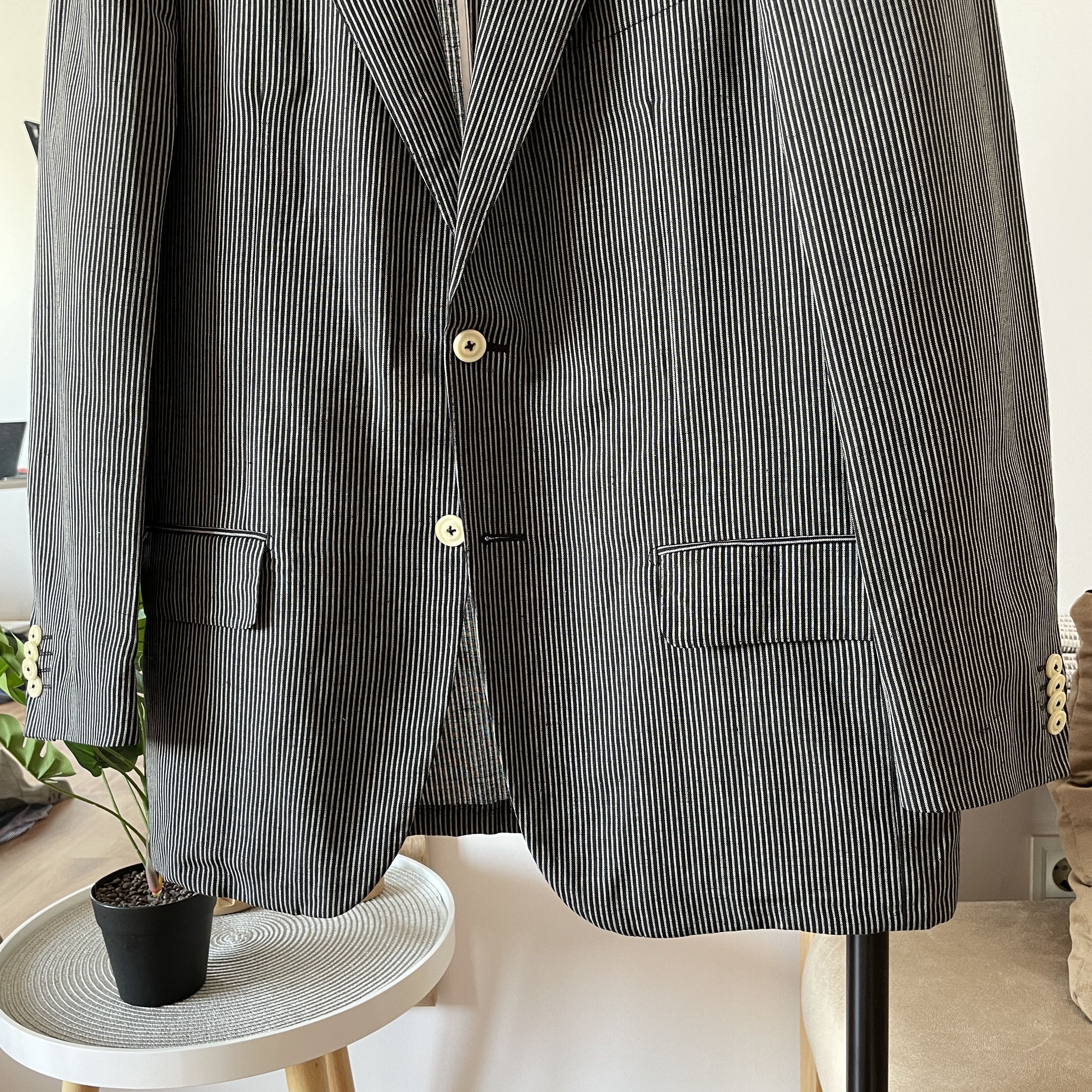 Pal Zileri Pal Zileri Concept Striped Linen/Wool Unlined Blazer Size 42R - 5 Thumbnail