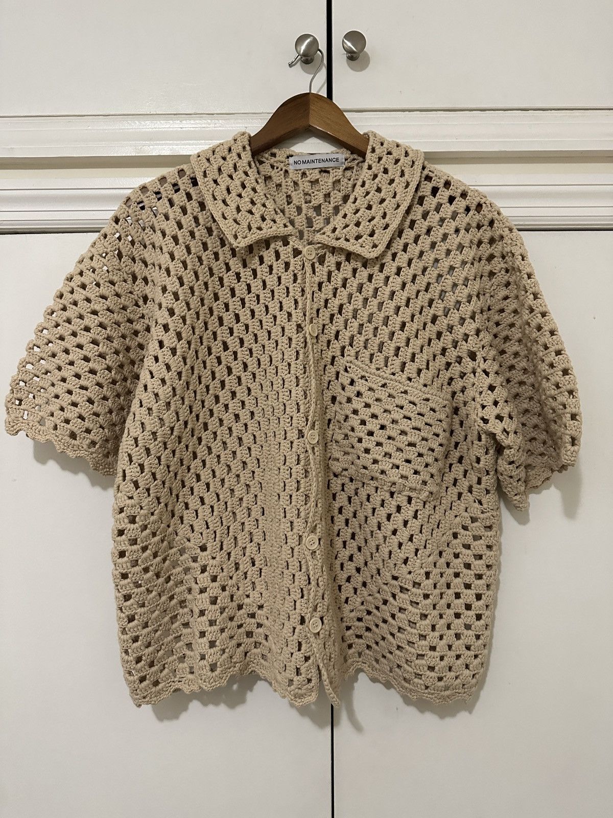 No Maintenance No Maintenance Beige Crochet Shirt Size US M / EU 48-50 / 2 - 2 Thumbnail