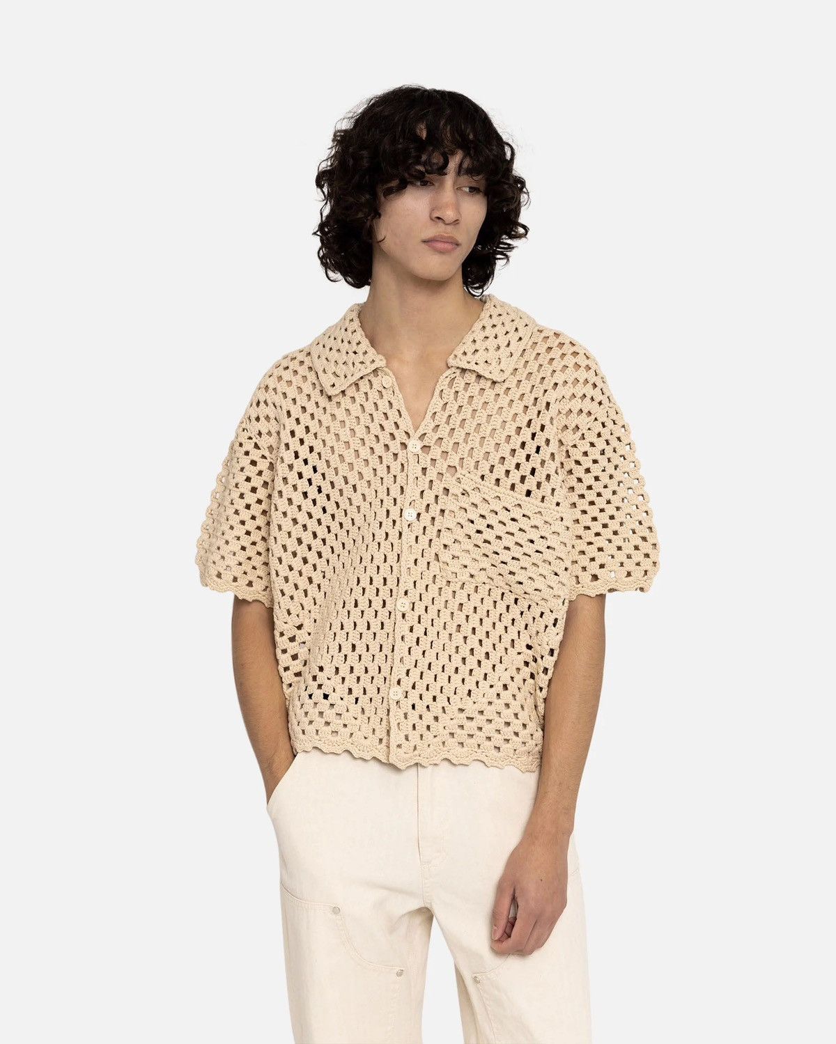 No Maintenance No Maintenance Beige Crochet Shirt Size US M / EU 48-50 / 2 - 5 Thumbnail