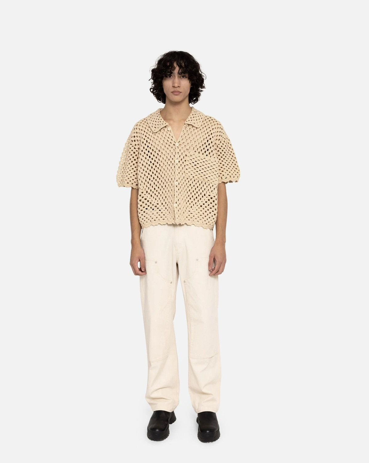 No Maintenance No Maintenance Beige Crochet Shirt Size US M / EU 48-50 / 2 - 7 Thumbnail
